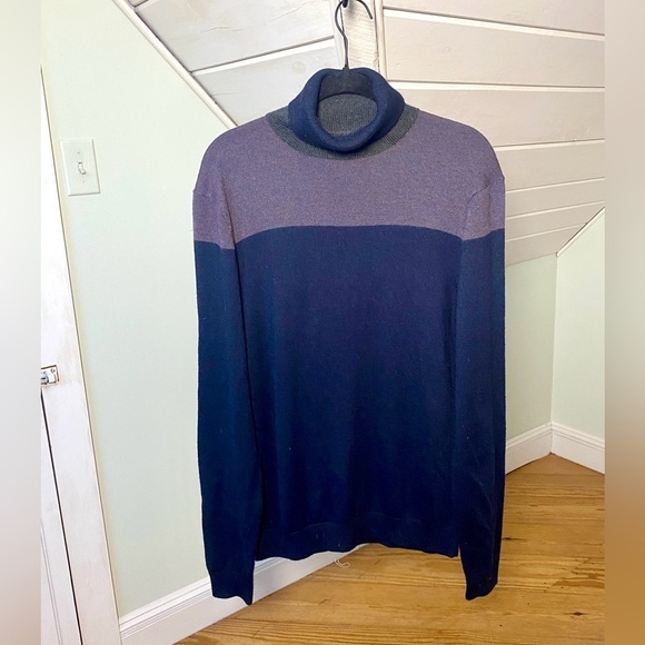 TED BAKER merino wool lightweight gray purple turtleneck sweater size 3 - Picture 15 of 15